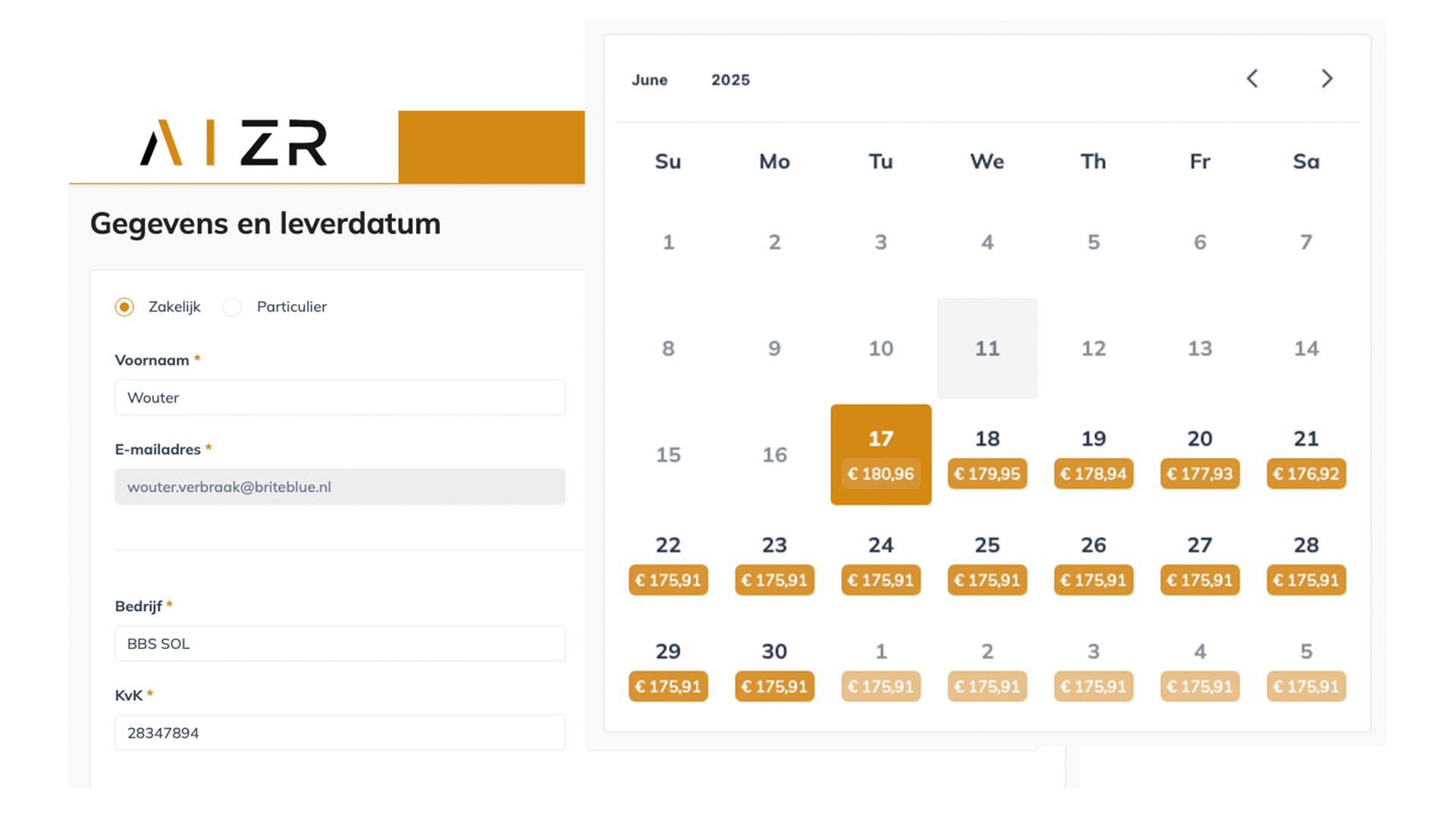 Bestelproces in AIZR